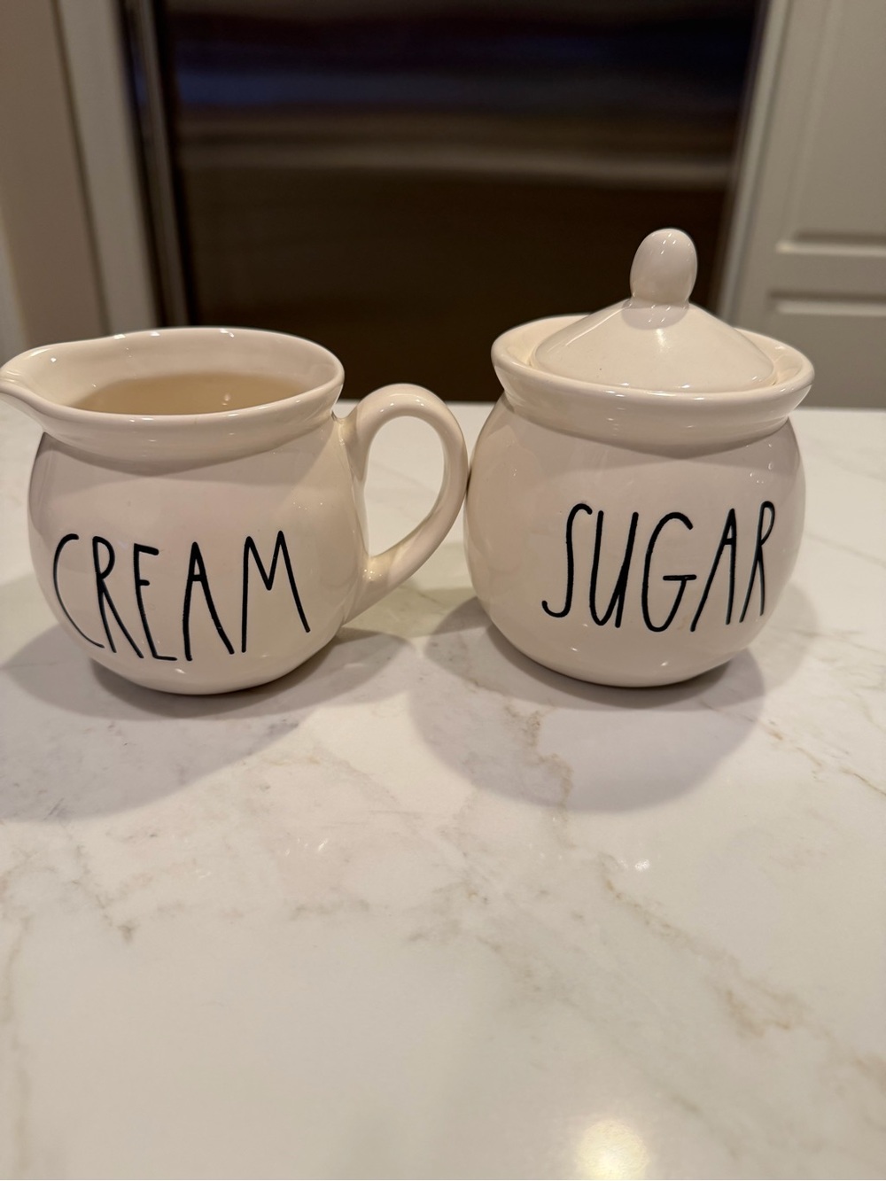 Rae Dunn by Magenta Cream and Sugar Ceramic Set in Cream